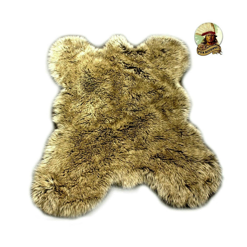 Plush Faux Fur Area Rug - Rocky Mountain Bear Skin - Hide - Pelt Shape - Designer Throw Carpet - 6 Colors -Art Rug by Fur Accents - USA