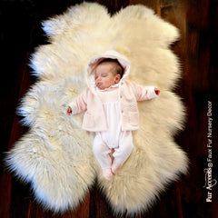 Plush Faux Fur Area Rug - Shaggy Sheepskin - Quatro Design Shape - Throw 6 Colors Designer Art Rug by Fur Accents USA