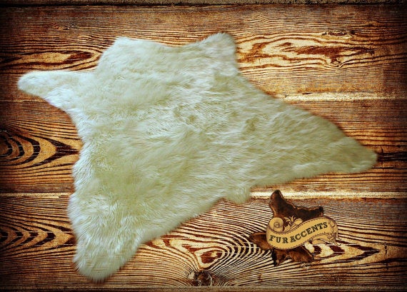 Plush Faux Fur Area Rug -  New Bear Design - Pelt Shape - Shaggy Shag Sheepskin Throw 6 Colors Designer Art Rug by Fur Accents USA