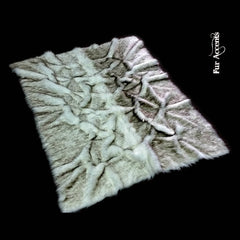 Plush Faux Fur Area Rug "Roots" Pelt Design - Rectangle Shape Throw Carpet -  Wolf - Fox Pieced Fur - Designer Art Rug by Fur Accents USA