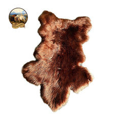 Plush Faux Fur Area Rug - Luxury Fur Thick Shaggy Icelandic Sheepskin - Sierra Bear Shape Designer Throw - Fur Accents - USA