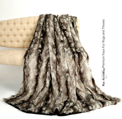 Plush  Faux Fur Throw Blanket,Black Gray Exotic Rabbit - Bedspread - Luxury Fur - White, Black, Gray Minky Cuddle Fur Lining Fur Accents USA