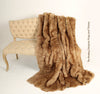 Plush Faux Fur Throw Blanket - Bedspread - Luxury Fur Golden Brown Medium Wolf - Coyote - Fur Minky Cuddle Fur Lining - Fur Accents - USA