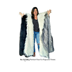 Plush Super Thick Faux Fur Throw Blanket, Bedspread - Luxury Fur - Reversible - Buffalo Bear Wolf - Mongolian Sheepskin - Fur Accents USA