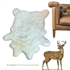 Plush Faux Fur Area Rug - Luxury Fur Thick Shaggy Deer Skin - Faux Fur - Animal Pelt Shape Designer Throw Rug - Fur Accents - USA
