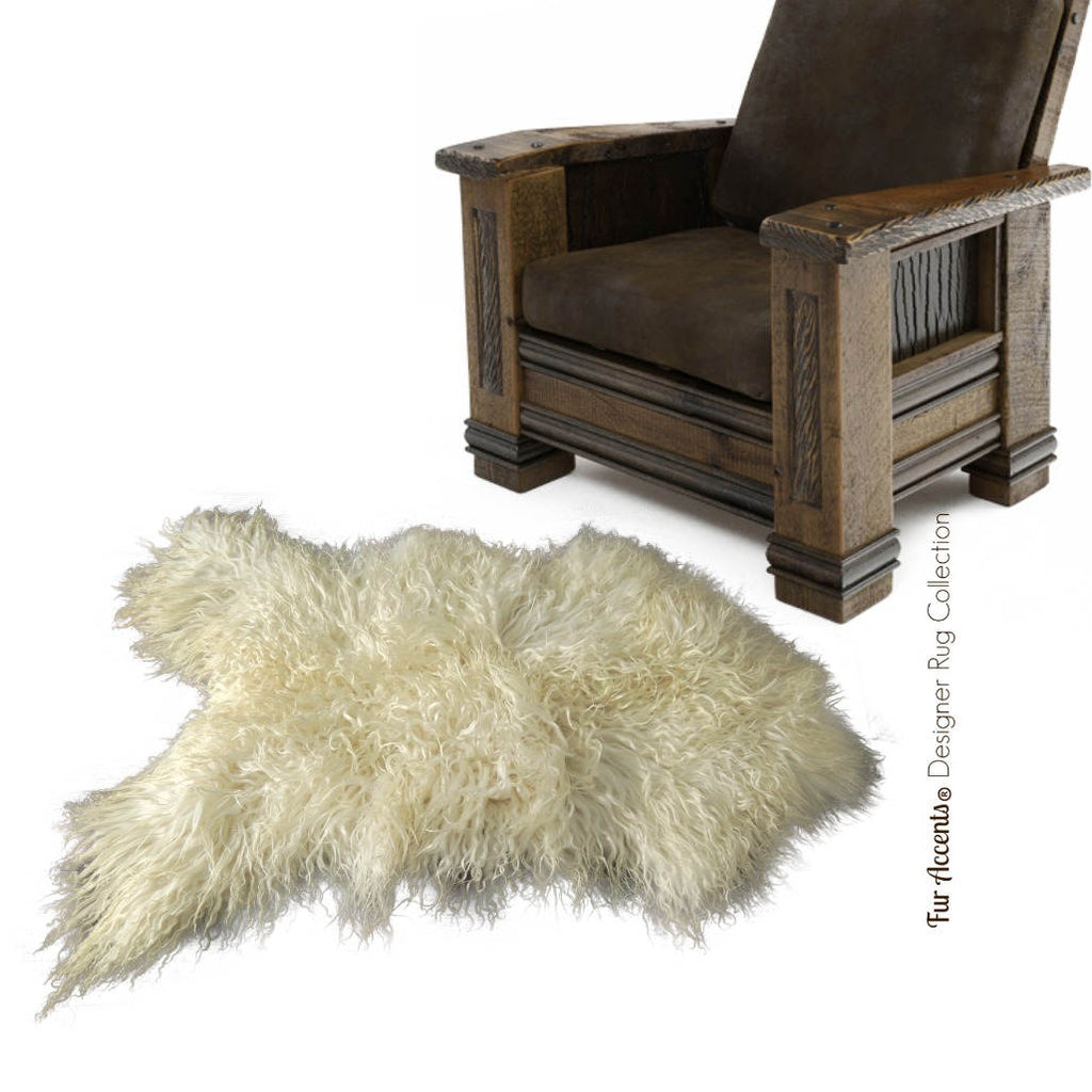 Plush Faux Fur Area Rug - Luxury Fur Thick Shaggy English Sheepskin - Faux Fur - Animal Pelt Shape Designer Throw Rug - Fur Accents - USA