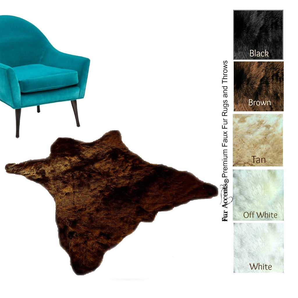 Hand Crafted Bear Skin Area Rug -  Plush Faux Fur - Luxury Fur - Animal Pelt Shape - Designer Throw Rug - Hand Made in America by Fur Accents - USA