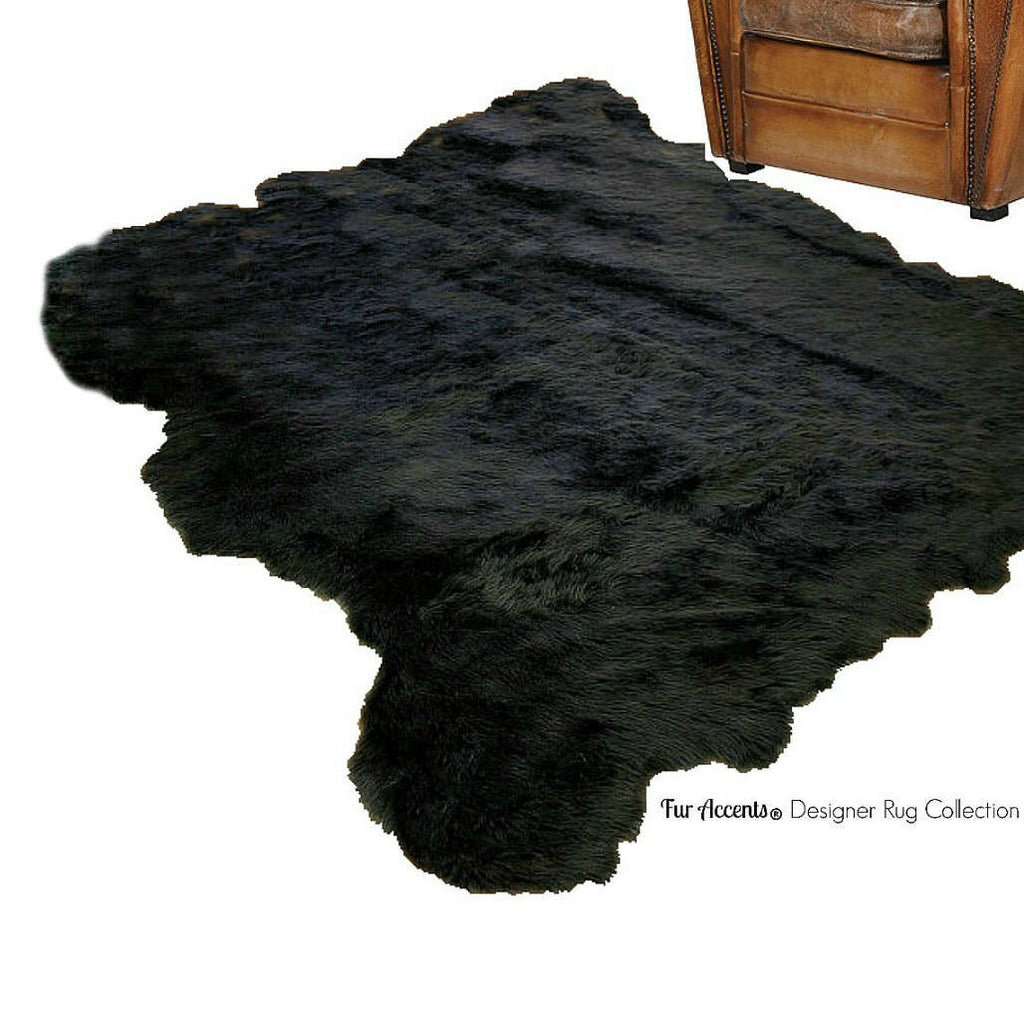 Plush Faux Fur Area Rug - Luxury Fur Thick Shaggy Sheepskin - Faux Fur - Rectangle Shape Designer Throw Rug - Fur Accents - USA