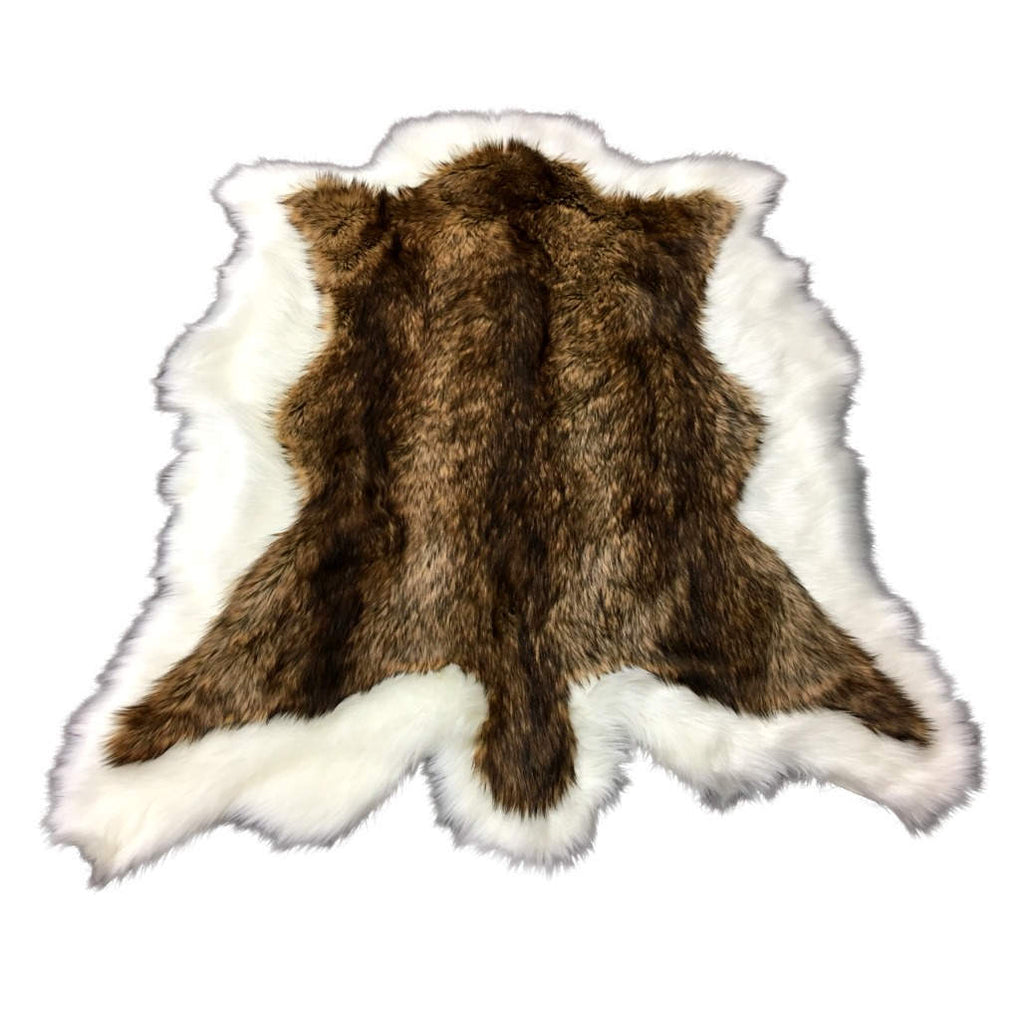 Plush Faux Fur Area Rug - Luxury Fur Thick Double Deer Skin - Faux Fur - Animal Pelt Shape Designer Throw Art Rug by- Fur Accents - USA