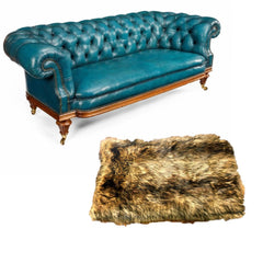 Plush Faux Fur Area Rug - Luxury Fur Thick Golden Brown Wolf Skin - Faux Fur - Rectangle Shape Designer Throw Rug - Fur Accents - USA