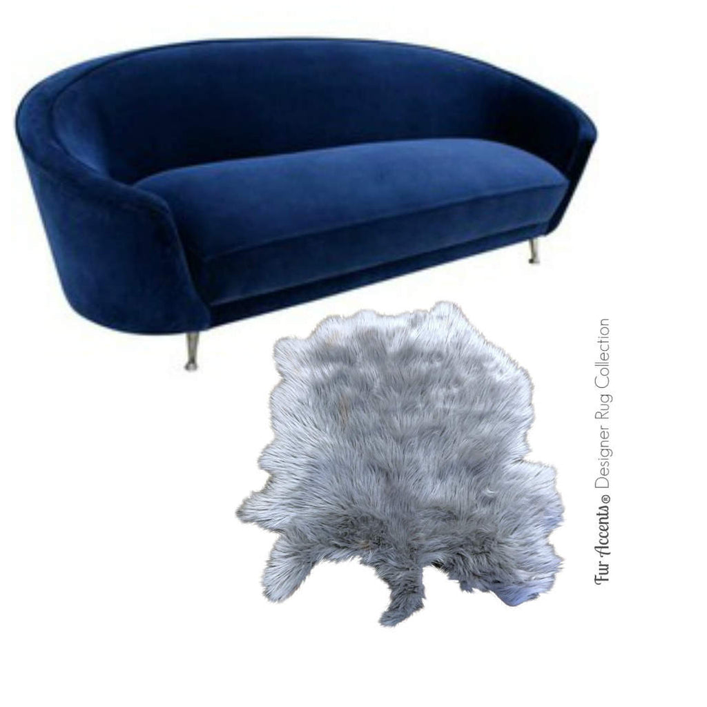 Plush Faux Fur Area Rug - New Sheepskin Pelt Shape Designer Throw Rug - 6 Colors - Fur Accents - USA