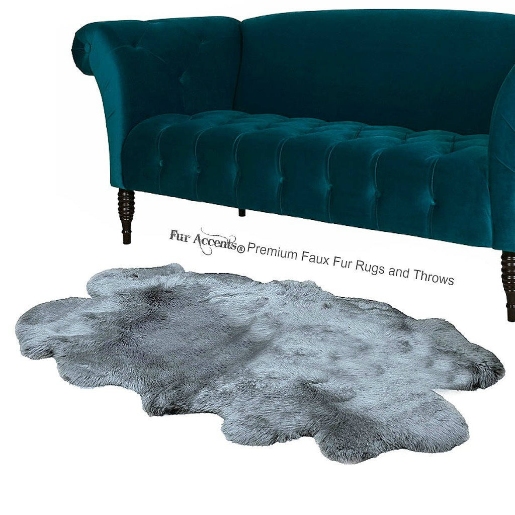 Plush Faux Fur Area Rug - Quatro Sheepskin - Multi Pelt Shape Designer Throw - 6 Colors -Art Rug by Fur Accents - USA