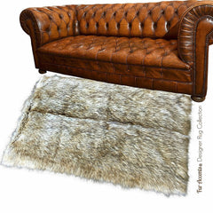Plush Faux Fur Area Rug - Luxury Fur Light Gray - Tan Brown Wolf - Ultra Suede Non Slip Lining - Rectangle - Art Rugs by Fur Accents - USA