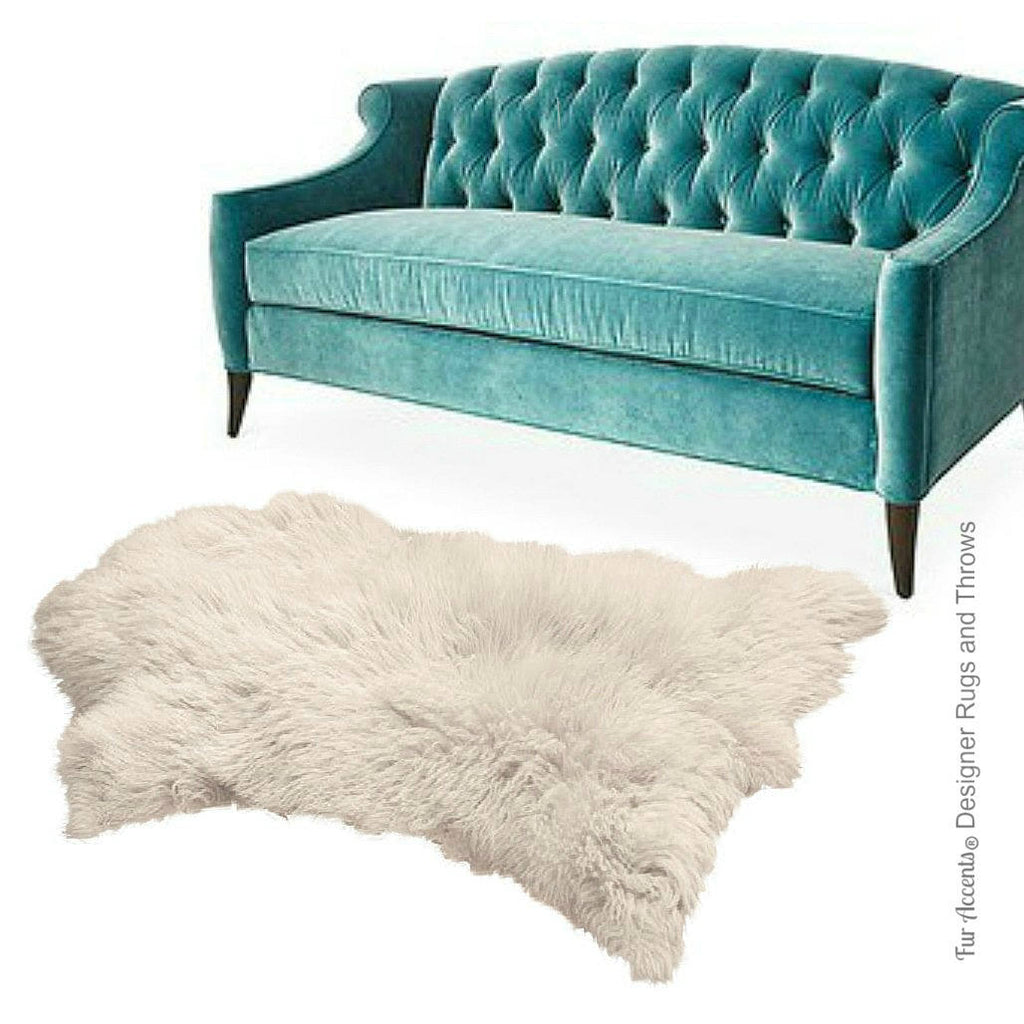 Plush Faux Fur Area Rug - Luxury Fur Thick Shaggy Icelandic Sheepskin - Pendleton Shape Designer Throw - Fur Accents - USA
