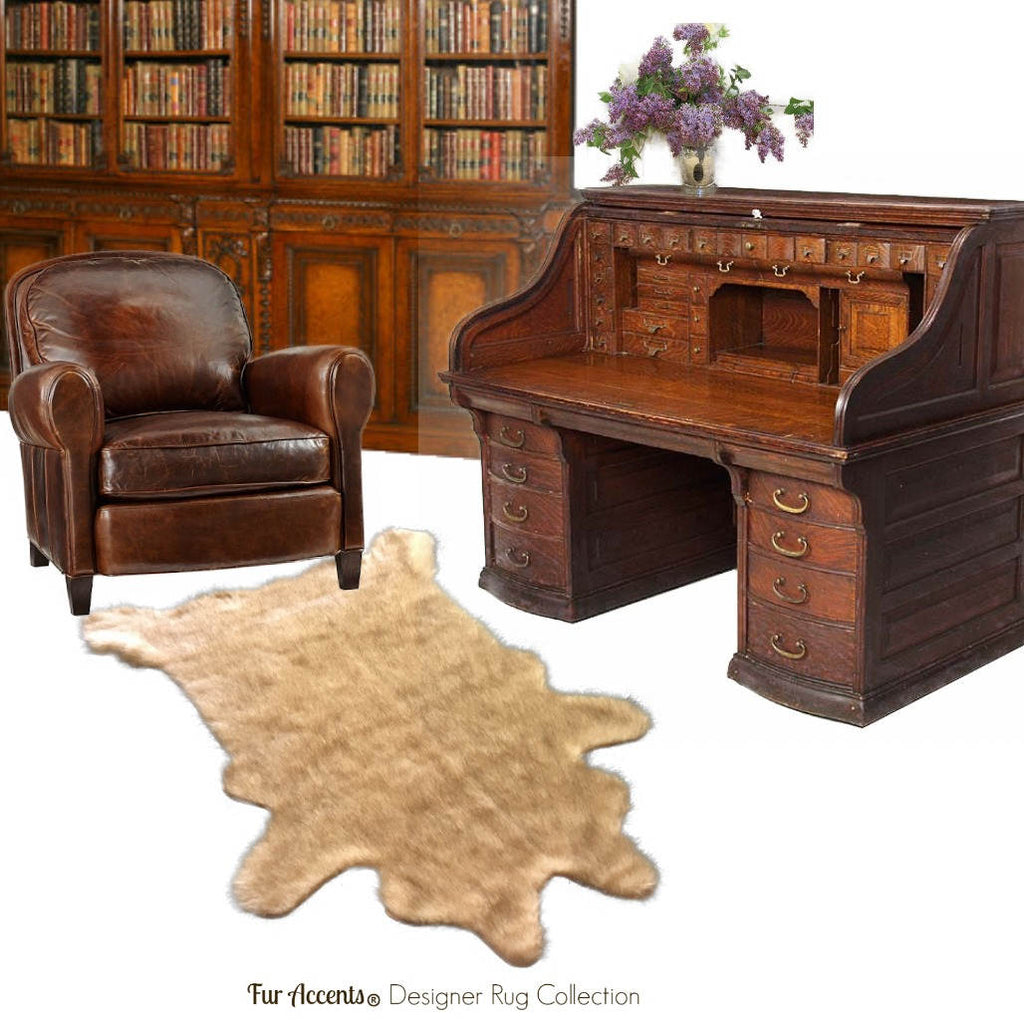 Plush Faux Fur Area Rug - Luxury Fur Thick Shaggy Deer Skin - Faux Fur - Animal Pelt Shape Designer Throw Rug - Fur Accents - USA