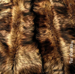 Plush Faux Fur Pieced Luxury Fur Strip Rug  - Golden Brown Wolf - Ultra Suede Non Slip Lining - Rectangle - Art Rugs by Fur Accents - USA