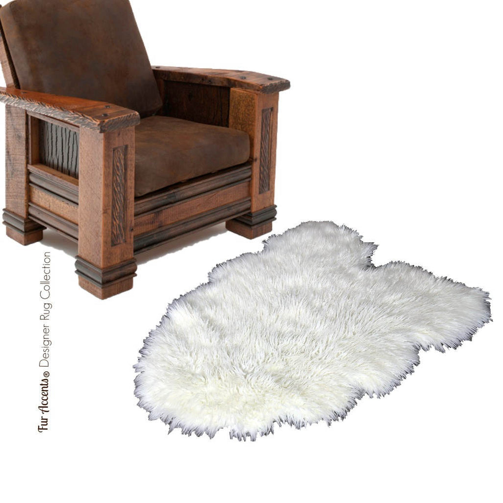 Plush Faux Fur Area Rug - Shaggy Country Sheepskin Shape - Designer Throw - 6 Colors -Art Rug by Fur Accents - USA