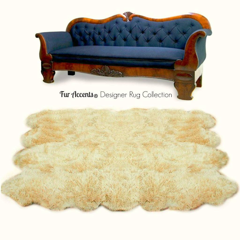 Plush Faux Fur Area Rug - Shaggy Sheepskin - Quatro Shape - Designer Throw CArpet - 6 Colors -Art Rug by Fur Accents - USA