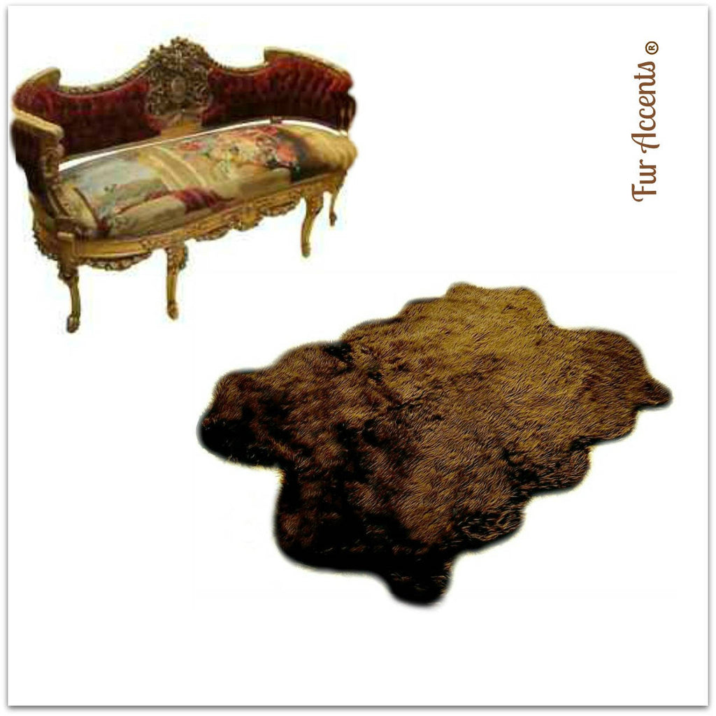 Plush Faux Fur Area Rug - Shaggy Thick Icelandic Sheepskin - Quatro - Octo Design Shape - Throw 6 Colors Designer Art Rug by Fur Accents USA