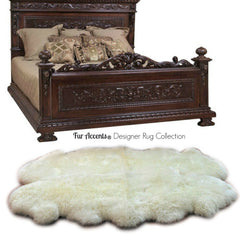 Plush Faux Fur Area Rug - Shaggy Thick Icelandic Sheepskin - Quatro - Octo Design Shape - Throw 6 Colors Designer Art Rug by Fur Accents USA