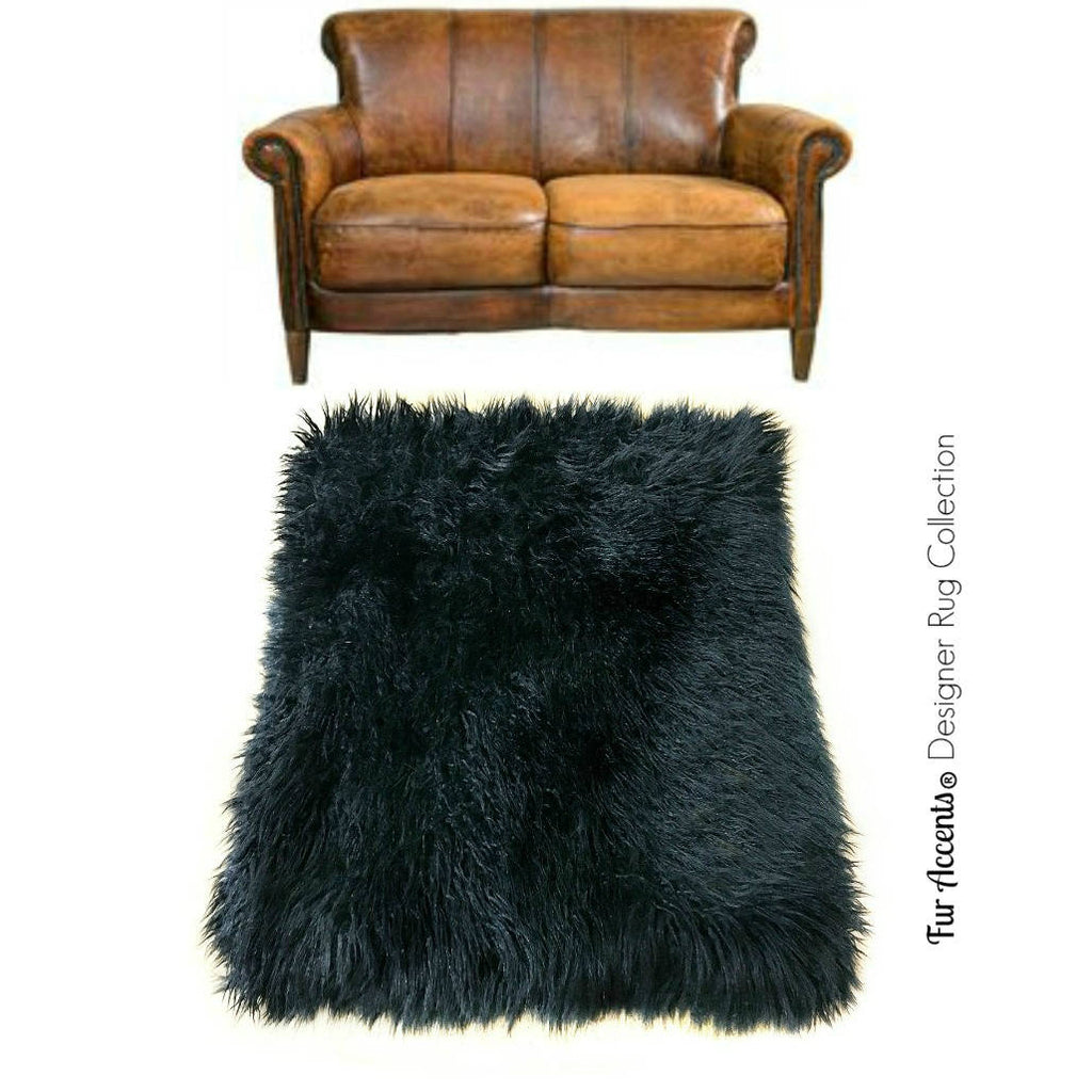 Plush Faux Fur Area Rug - Shaggy Thick Icelandic Sheepskin - Rectangle - Square Shape - Throw 6 Colors Designer Art Rug by Fur Accents USA