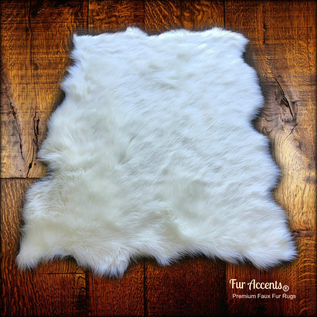 Plush Faux Fur Area Rug - Tattered Edge - Sheepskin - Pelt Shape Designer Throw - 6 Colors -Art Rug by Fur Accents - USA