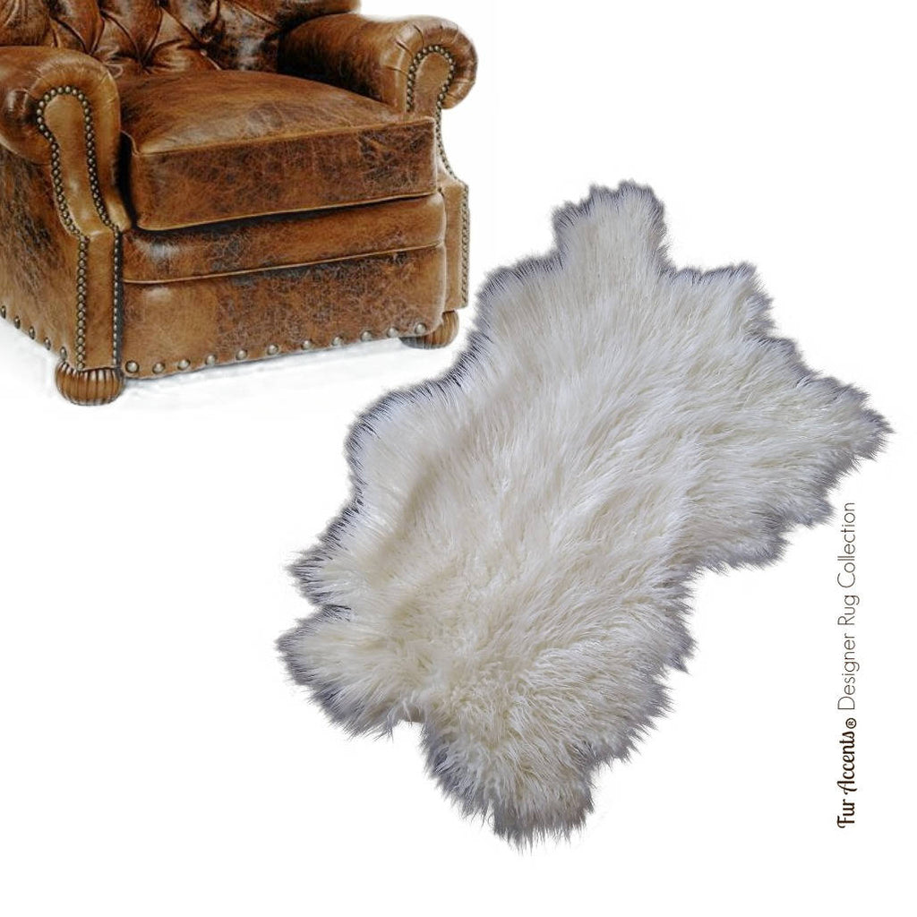Plush Faux Fur Area Rug - Shaggy Buffalo - Hide - Pelt Shape - Designer Throw - 6 Colors -Art Rug by Fur Accents - USA