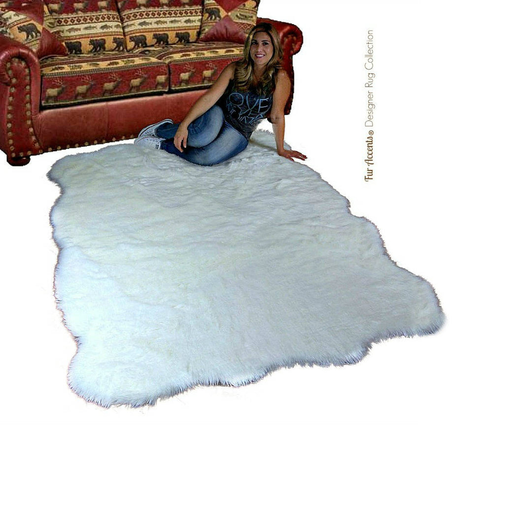 Plush Faux Fur Area Rug - Shaggy Shag - Sheepskin - Random Pelt Shape Designer Throw - 6 Colors -Art Rug by Fur Accents - USA
