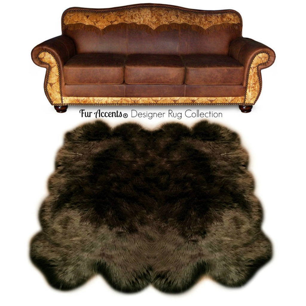 Plush Faux Fur Area Rug - Shaggy Sheepskin - Quatro Shape - Designer Throw Carpet - 6 Colors -Art Rug by Fur Accents - USA