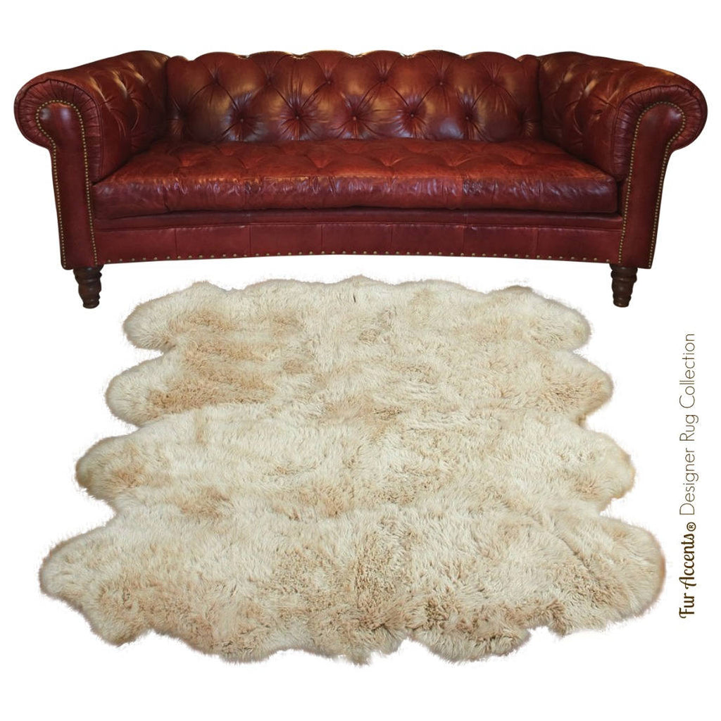 Plush Faux Fur Area Rug - Shaggy Sheepskin - Quatro Shape - Designer Throw Carpet - 6 Colors -Art Rug by Fur Accents - USA
