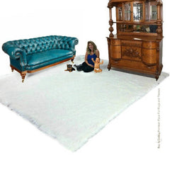 Plush Faux Fur Area Rug - Luxury Fur Thick Shaggy Sheepskin - Faux Fur - White - 6 Colors Rectangle - Designer Throw Rug - Fur Accents - USA