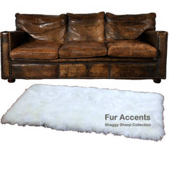 Plush Faux Fur Area Rug Runner - Luxury Fur Thick Shaggy Sheepskin - White - 6 Colors - Rectangle - Designer Throw Rug by Fur Accents - USA