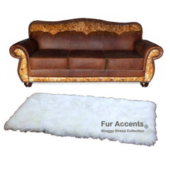 Plush Faux Fur Area Rug Runner - Luxury Fur Thick Shaggy Sheepskin - White - 6 Colors - Rectangle - Designer Throw Rug by Fur Accents - USA