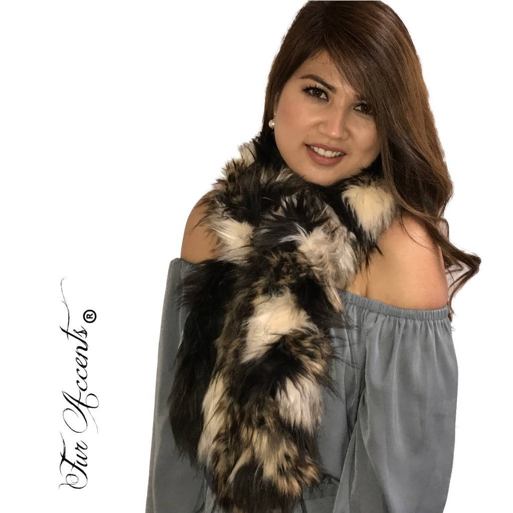 Exotic Faux Fur Braided Scarf Luxurious Plush Designer Fashion Fur Lynx, Black Bear, Arctic Fox - Braided  Fur Scarves by Fur Accents USA