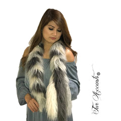 Exotic Faux Fur Braided Scarf Luxurious Plush Designer Fashion Fur Gray Llama, Wolf, Arctic Fox - Braided  Fur Scarves by Fur Accents USA