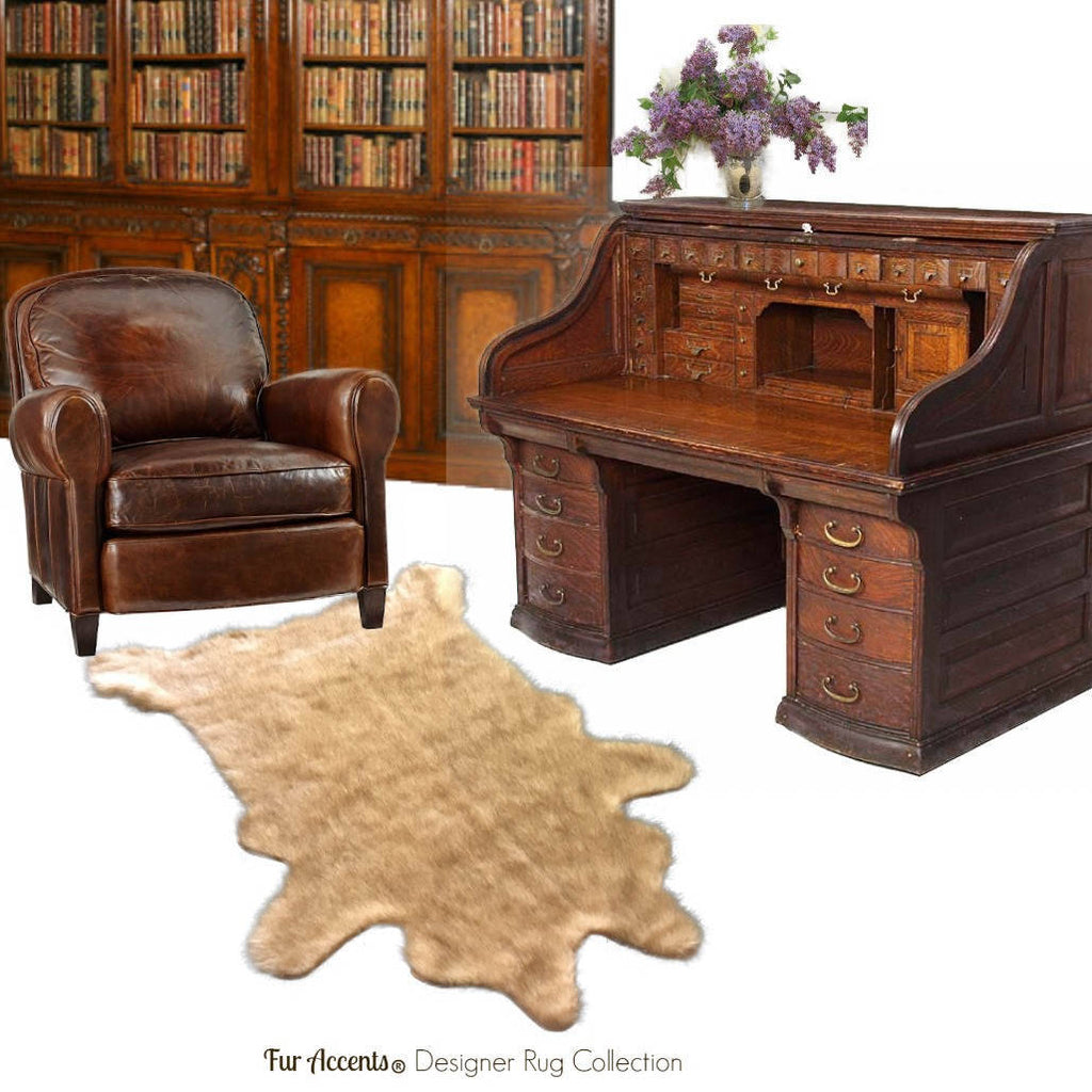 Plush Faux Fur Area Rug - Luxury Fur Thick Shaggy Deer Skin - Faux Fur - Animal Pelt Shape Designer Throw Rug - Fur Accents - USA