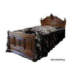 Plush Faux Fur Bedspread - Black Shag Bear Design - Designer Throws by Fur Accents USA