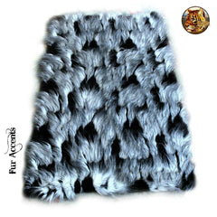 Contemporary Hand Crafted Faux Fur Area Rug - Luxury Fur Thick Shaggy Carpet Black Feather Rectangle Shape Plush Padded Designer Throw - Hand Made in America by Fur Accents USA
