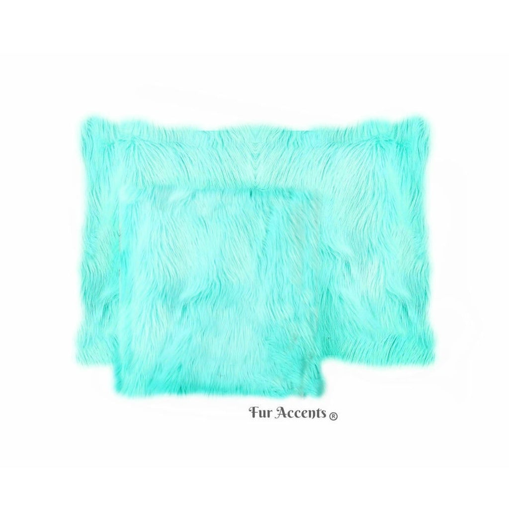 Premium Faux Fur Pillow Cover, Sham, Neck Roll, Mint Fox Shag, Throw Pillow, Big Euro Toss Pillow, Neckroll, Fur Accents USA, Sale