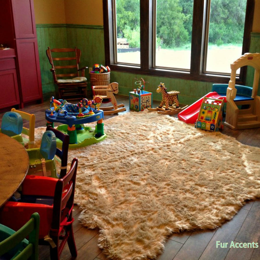 Beautiful, Natural Looking, Sculpted Edge, Faux Fur Area Rug, Soft Luxury Fur, The Perfect Island, Focal Point For Your Room, Man Made Faux Sheepskin - Designer Quality Rug - Hand Made to Order in America by Fur Accents USA