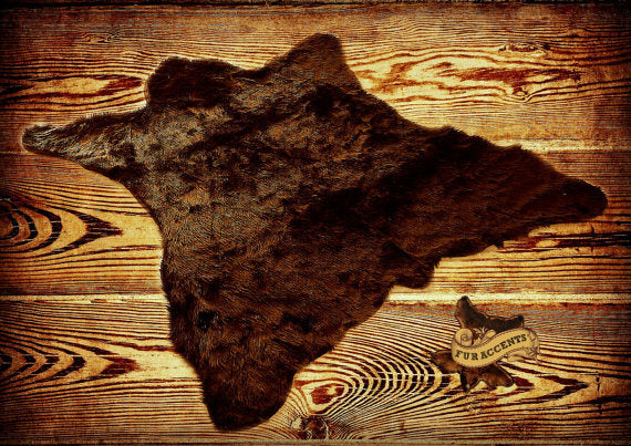 Plush Faux Fur Area Rug -  New Bear Design - Pelt Shape - Shaggy Shag Sheepskin Throw 6 Colors Designer Art Rug by Fur Accents USA