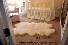 Plush Faux Fur Area Rug - Shaggy Sheepskin - Quatro Design Shape - Pick your color- Designer Art Rug by Fur Accents USA