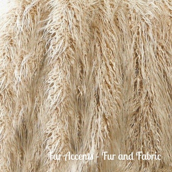Plush  Faux Fur Throw Blanket, Beige Mongolian Shag Sheepskin - Bedspread - Luxury Fur - Minky Cuddle Fur Lining Fur Accents USA