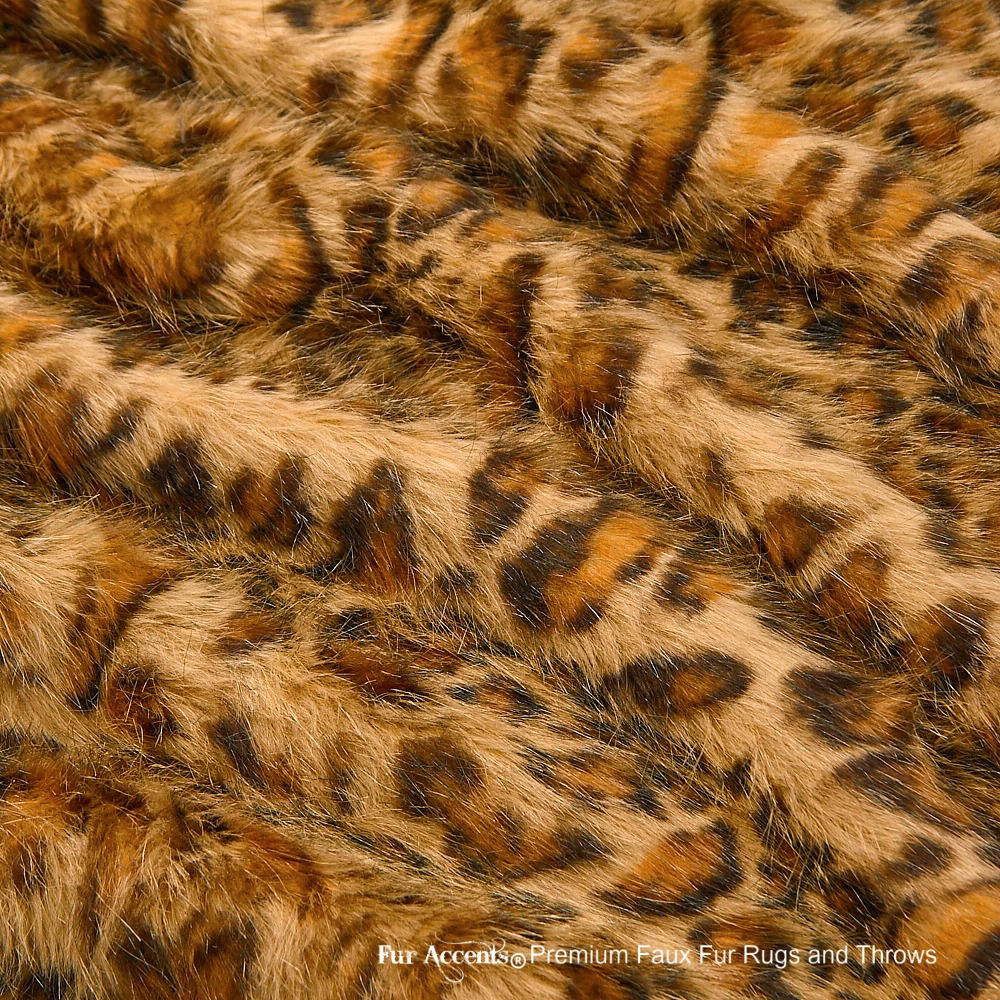 Plush  Faux Fur Throw Blanket Soft Orange Brown Leopard Shag - Bedspread Luxury Fur - Minky Cuddle Fur Lining Fur Accents USA