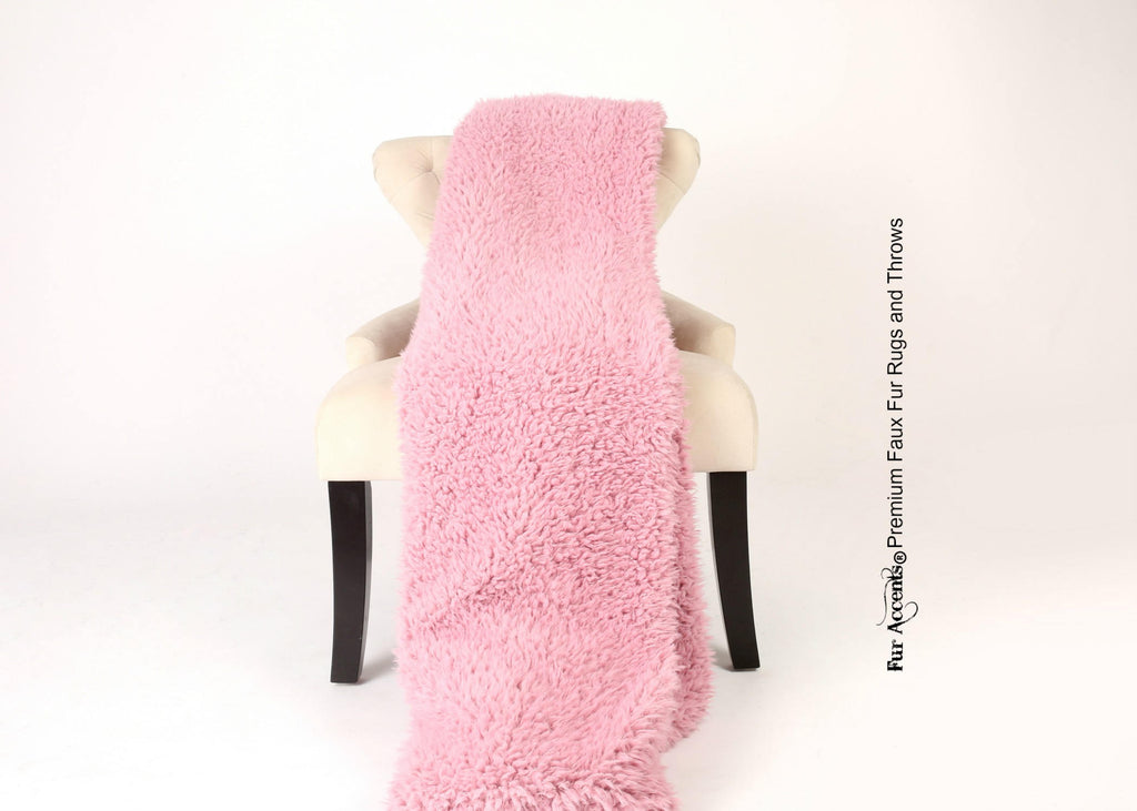 Plush  Faux Fur Throw Blanket, Soft Pink Llama Lambskin Bedspread - Luxury Fur - Minky Cuddle Fur Lining Fur Accents USA