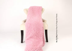 Plush  Faux Fur Throw Blanket, Soft Pink Llama Lambskin Bedspread - Luxury Fur - Minky Cuddle Fur Lining Fur Accents USA