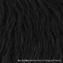 Plush  Faux Fur Throw Blanket, Soft Black Mongolian Shag  Bedspread - Luxury Fur - Minky Cuddle Fur Lining Fur Accents USA