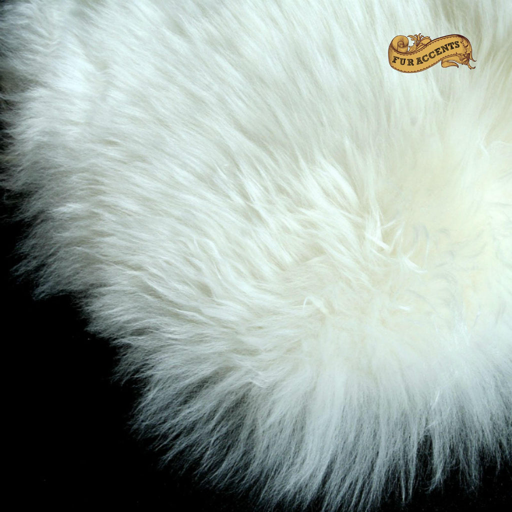 Plush Faux Fur Area Rug - Luxury Fur Country Edge Sheepskin - White or Off White - Shaggy Faux Fur Fake Sheep - Fur Accents - USA