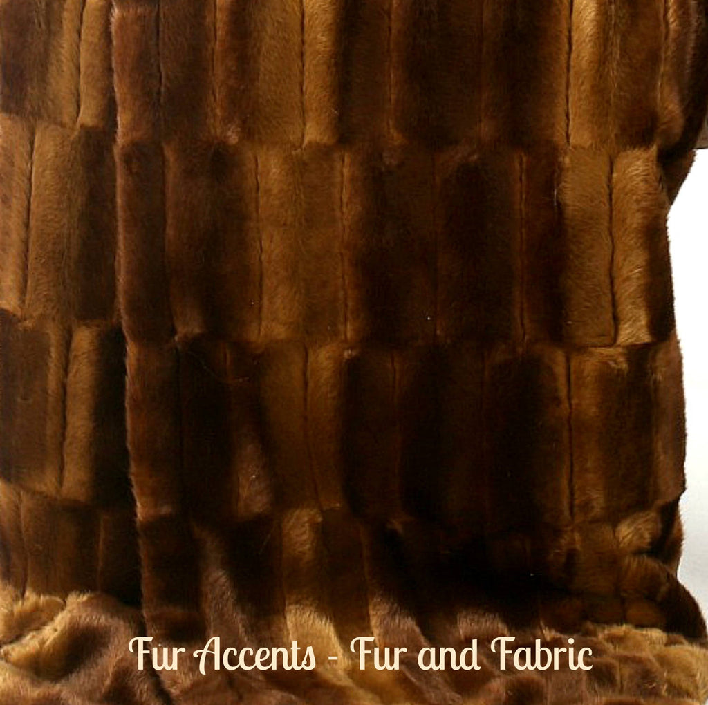 Plush  Faux Fur Throw Blanket, Soft Brown Sheared Beaver Bedspread - Luxury Fur - Minky Cuddle Fur Lining Fur Accents USA