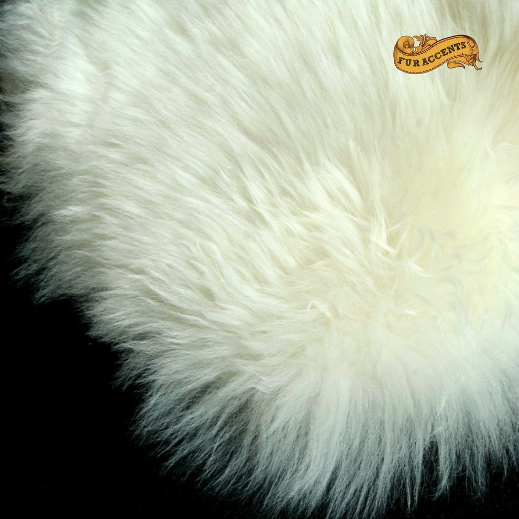 Plush Faux Fur Area Rug - Luxury Fur Country Edge Sheepskin - White or Off White - Shaggy Faux Fur Fake Sheep - Fur Accents - USA
